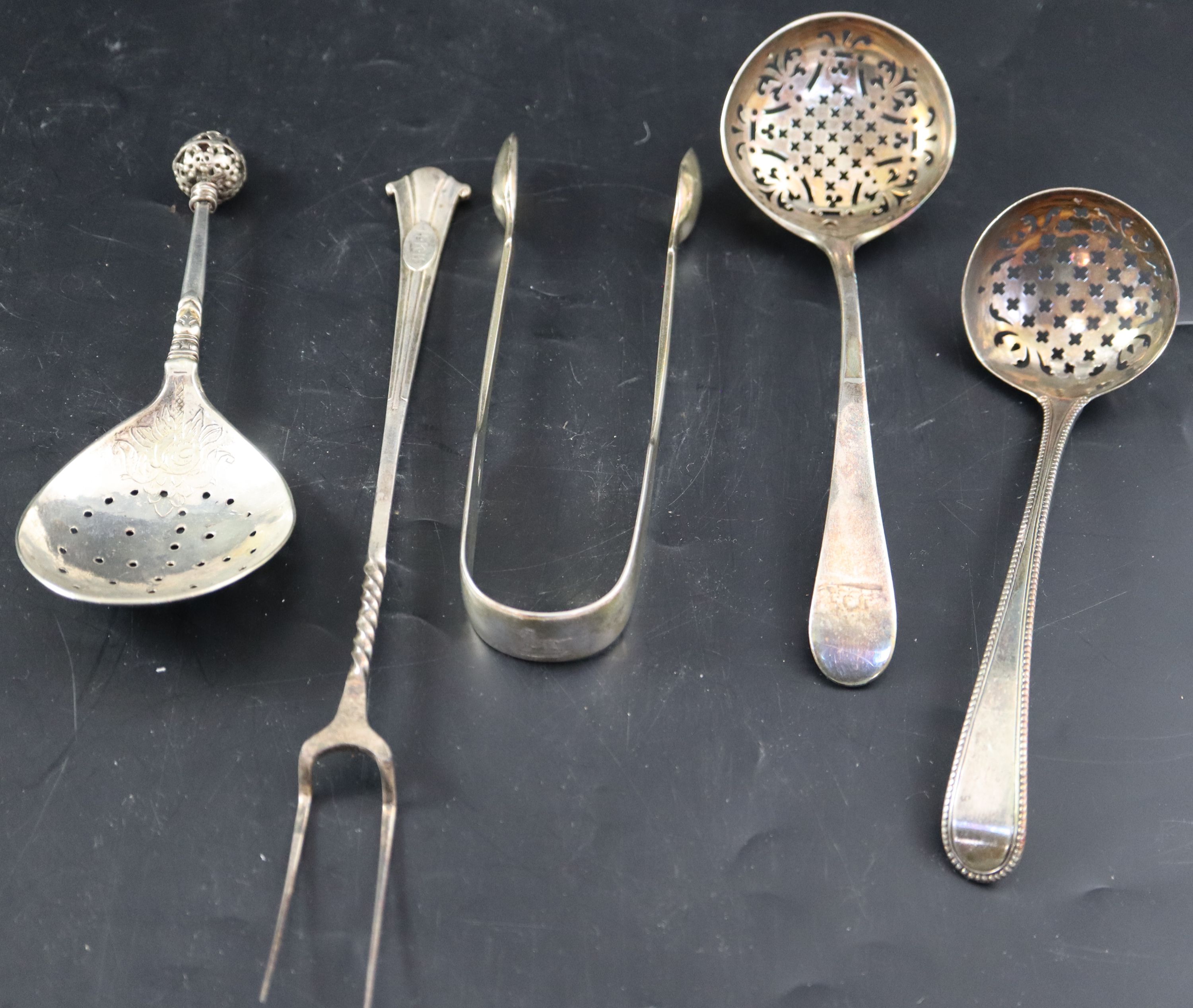 A group of mixed flatware: